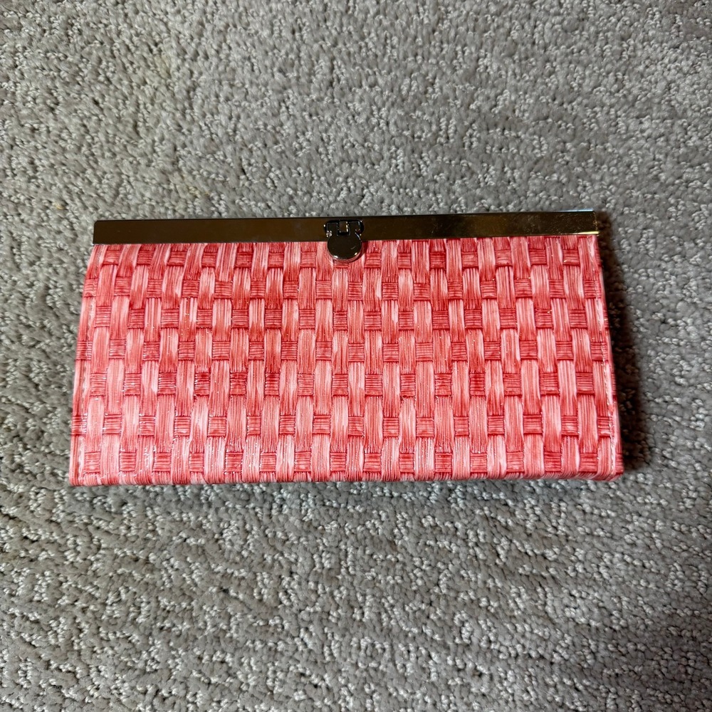 Pinkish/Red Woven Clutch Wallet Wristlet